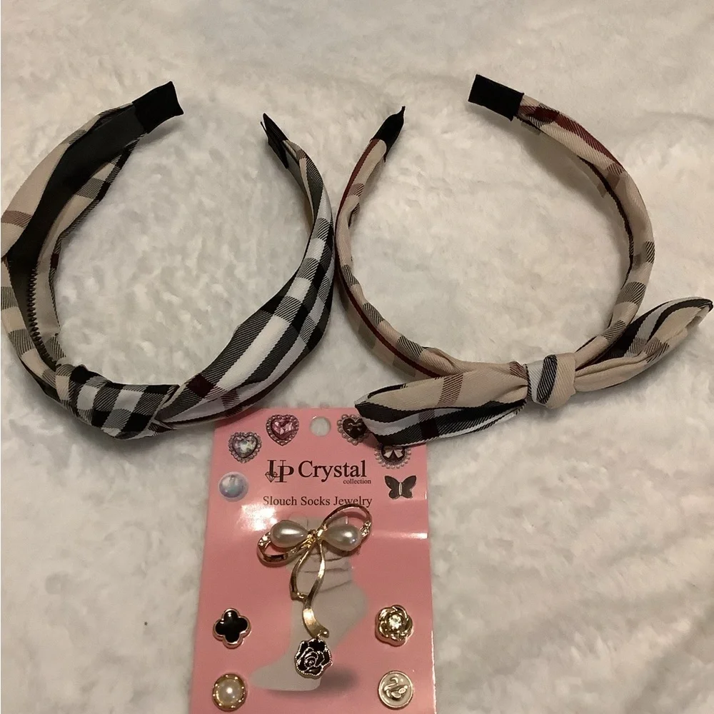 2 Plaid Headbands & Set of Pins (1 of 2 sets posted)
